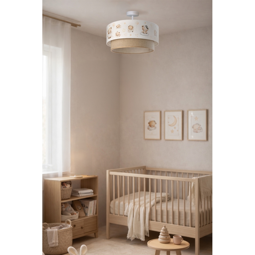 Brilagi-LED Børneplafond BOBO 1xE27/60W/230V Ø 40 cm hvid/beige/bamsemotiv