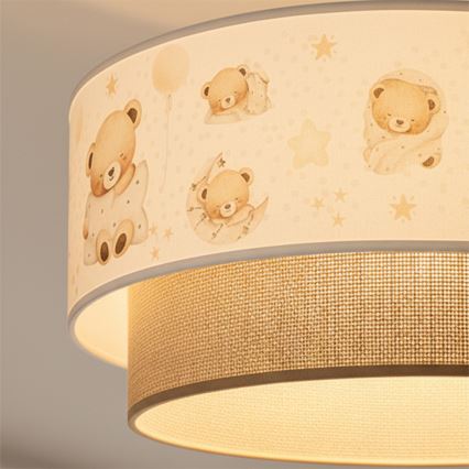 Brilagi-LED Børneplafond BOBO 1xE27/60W/230V Ø 40 cm hvid/beige/bamsemotiv