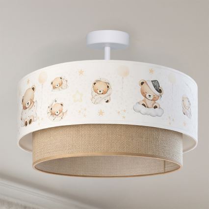 Brilagi-LED Børneplafond BOBO 1xE27/60W/230V Ø 40 cm hvid/beige/bamsemotiv
