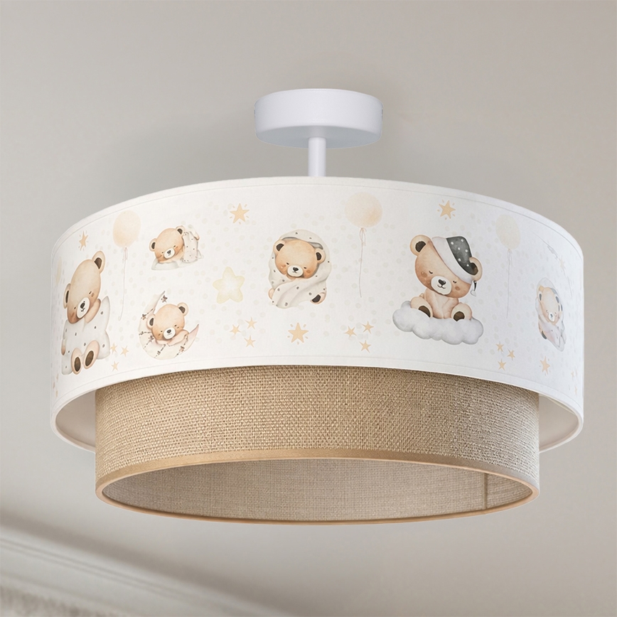 Brilagi-LED Børneplafond BOBO 1xE27/60W/230V Ø 40 cm hvid/beige/bamsemotiv