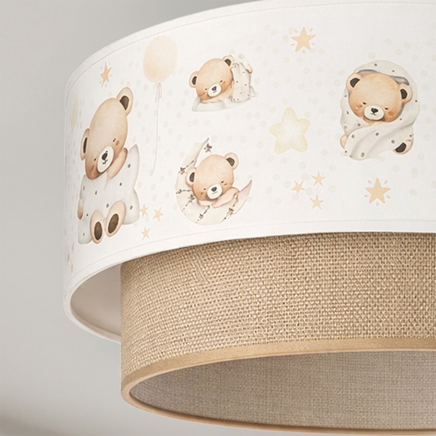 Brilagi-LED Børneplafond BOBO 1xE27/60W/230V Ø 40 cm hvid/beige/bamsemotiv