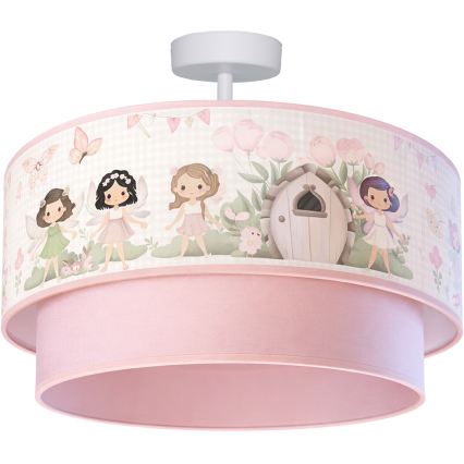 Brilagi - LED børneplafond BOBO 1xE27/60W/230V Ø 40 cm rosa/feer