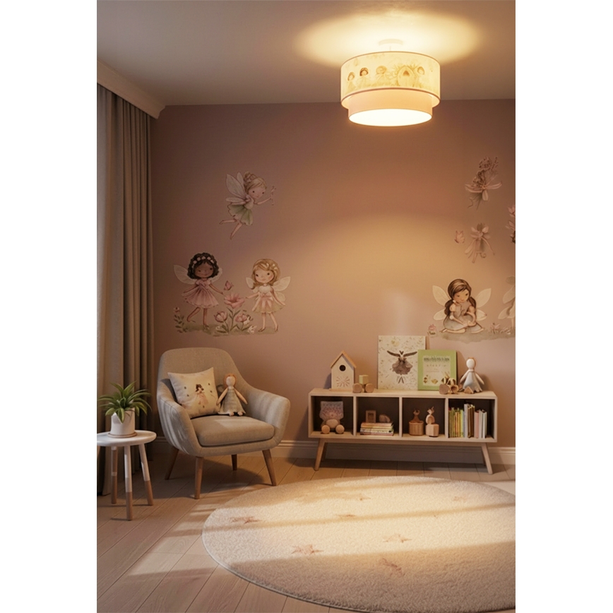 Brilagi - LED børneplafond BOBO 1xE27/60W/230V Ø 40 cm rosa/feer