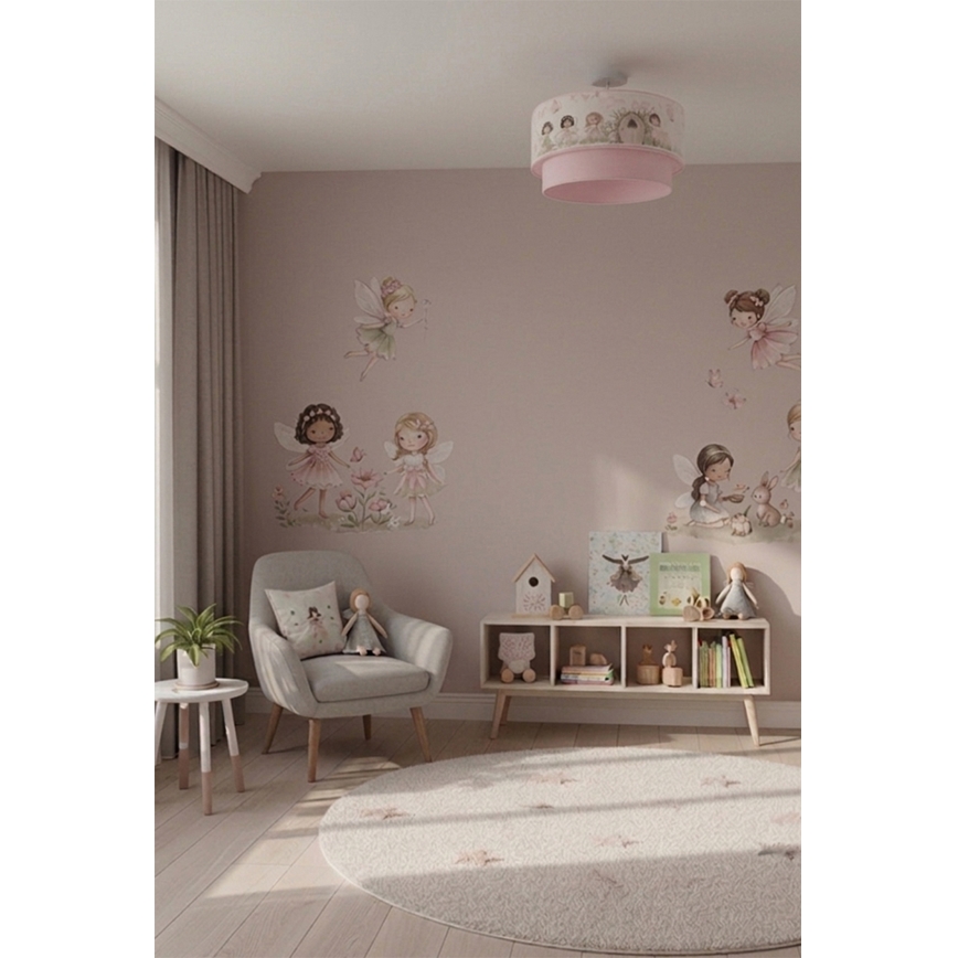 Brilagi - LED børneplafond BOBO 1xE27/60W/230V Ø 40 cm rosa/feer