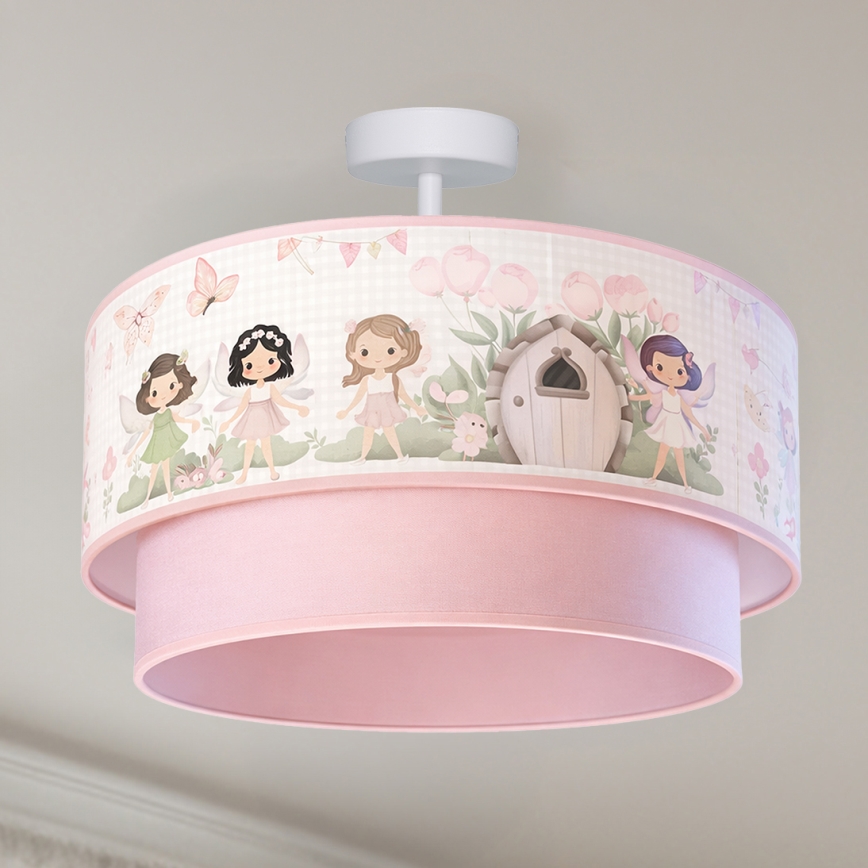 Brilagi - LED børneplafond BOBO 1xE27/60W/230V Ø 40 cm rosa/feer