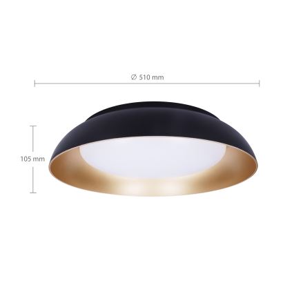 Brilagi - LED-dæmpbar loftlampe ALVA LED/48W/230V 3000-6500K Ø 51 cm sort + fjernbetjening