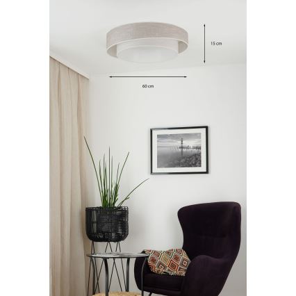Brilagi - LED-dæmpbart loftarmatur DOVER SHINE LED/24W/230V Ø 60 cm 3000/4000/6500K grå/creme + fjernbetjening