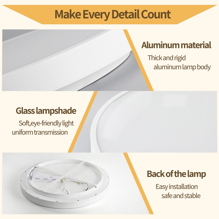 Brilagi - LED-dæmpbar loftlampe GLASS POOL DOUBLE LED/48W/230V 3000-6000K 40 cm hvid + fjernbetjening