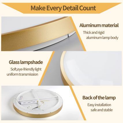 Brilagi - LED-dæmpbar loftlampe GLASS POOL DOUBLE LED/80W/230V 3000-6000K 60 cm guld + fjernbetjening