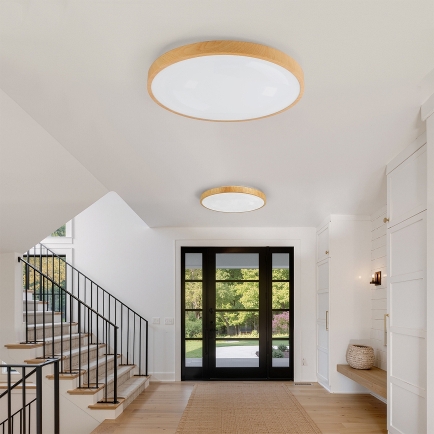 Brilagi - LED-dæmpbar loftlampe GLASS POOL DOUBLE LED/80W/230V 3000-6000K 60 cm trælook + fjernbetjening