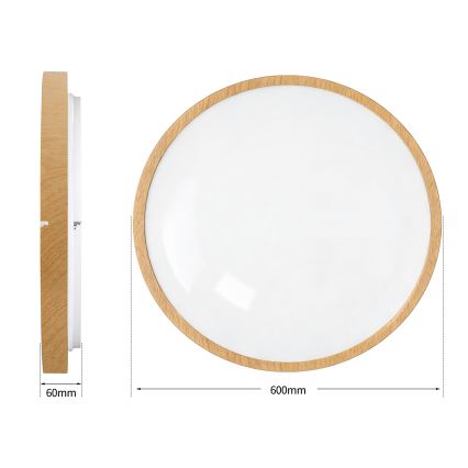 Brilagi - LED-dæmpbar loftlampe GLASS POOL DOUBLE LED/80W/230V 3000-6000K 60 cm trælook + fjernbetjening