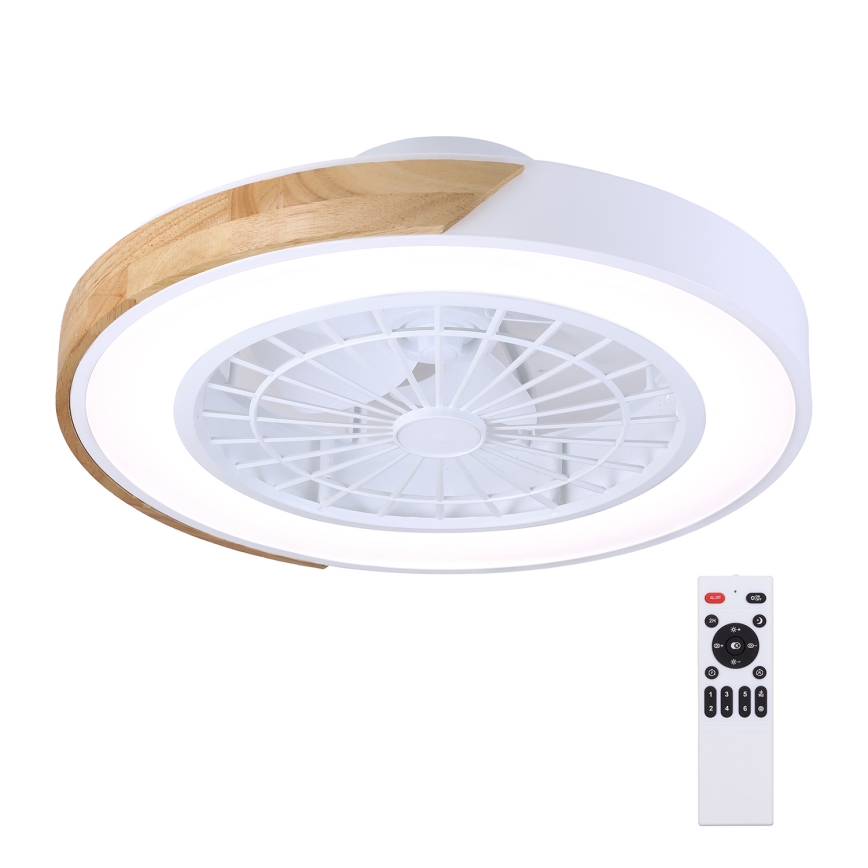 Brilagi - LED dæmpbar loftlampe med ventilator LED/30W/230V 3000-6500K Ø 50 cm hvid/eg + fjernbetjening