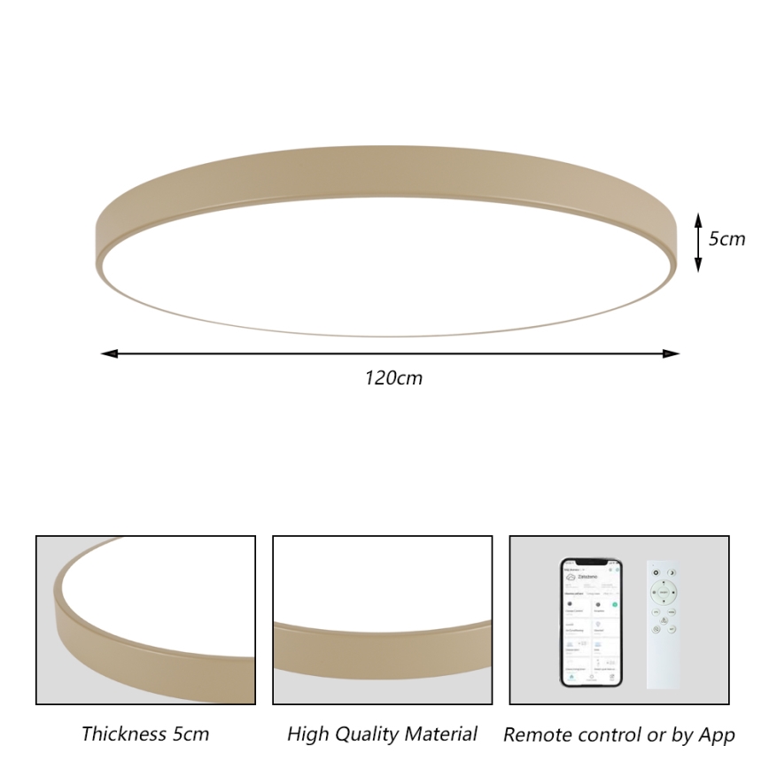 Brilagi - Dæmpbar LED-loftlampe POOL SMART LED/180W/230V 3000-6000K 120 cm beige Wi-Fi Tuya + fjernbetjening