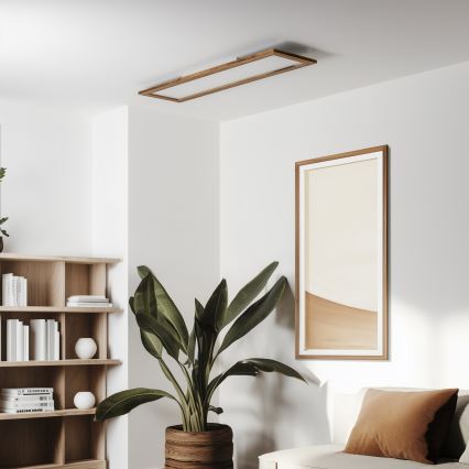 Brilagi - Dæmpbar LED-loftlampe SLIMFRAME WOOD LED/58W/230V 124x33,7 cm 3000-6000K brun + fjernbetjening