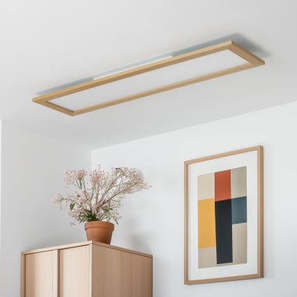 Brilagi - Dæmpbar LED-loftlampe SLIMFRAME WOOD LED/58W/230V 124x34 cm 3000-6000K brun + fjernbetjening