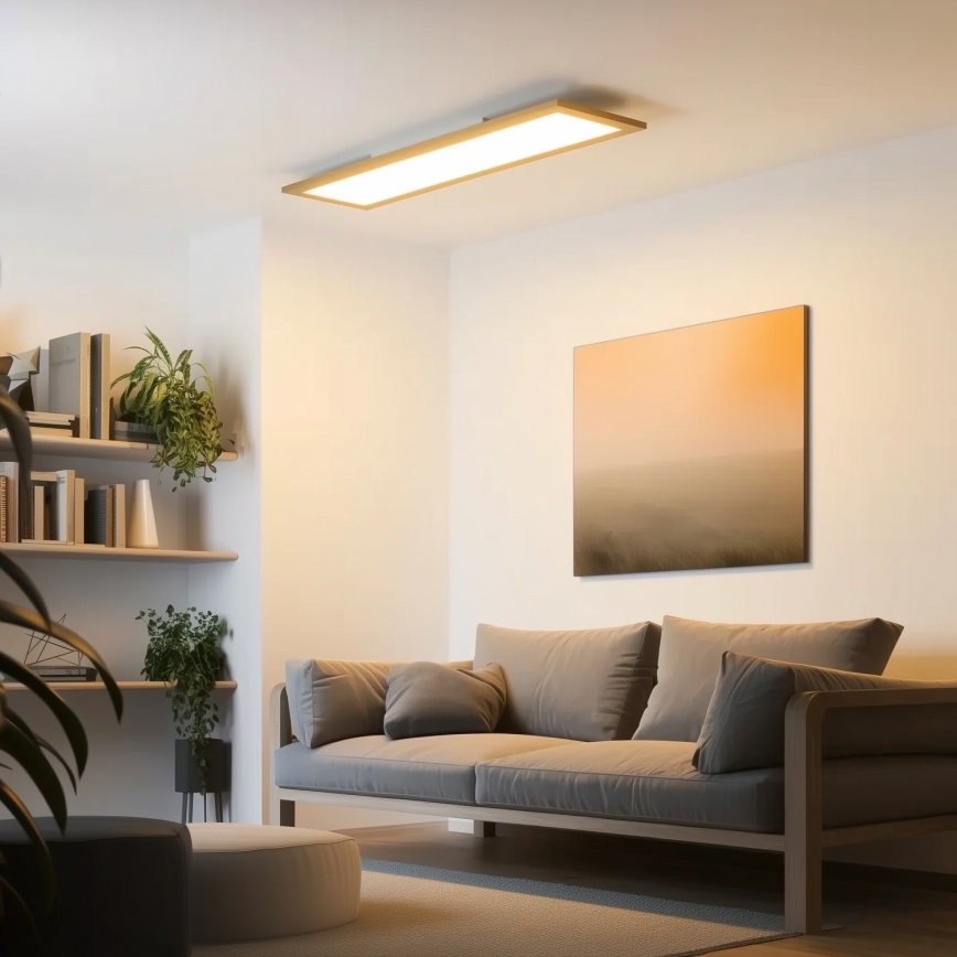 Brilagi - Dæmpbar LED-loftlampe SLIMFRAME WOOD LED/58W/230V 124x34 cm 3000-6000K brun + fjernbetjening