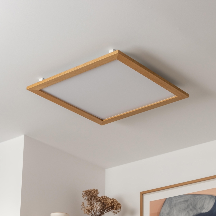 Brilagi - LED-dæmpbar loftlampe SLIMFRAME WOOD LED/58W/230V 64x64 cm 3000-6000K brun + fjernbetjening