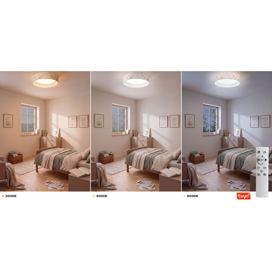 Brilagi - LED dæmpbar loftlampe VELVET SMARTIX STARS LED/36W/230V 3000-6000K Ø 55 cm hvid/blomster Wi-Fi Tuya Beacon + fjernbetjening