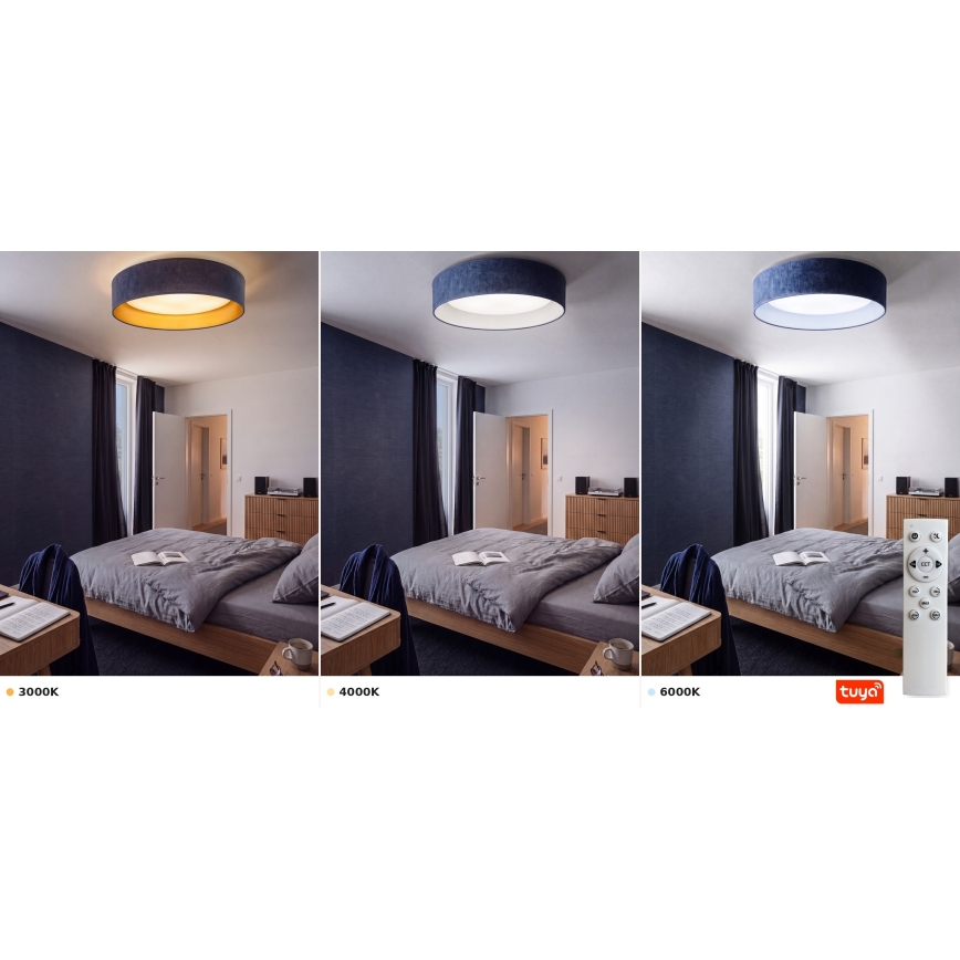 Brilagi - dæmpbar LED-loftlampe VELVET SMARTIX LED/24W/230V 3000–6000K Ø 45 cm blå Wi‑Fi Tuya Beacon + fjernbetjening