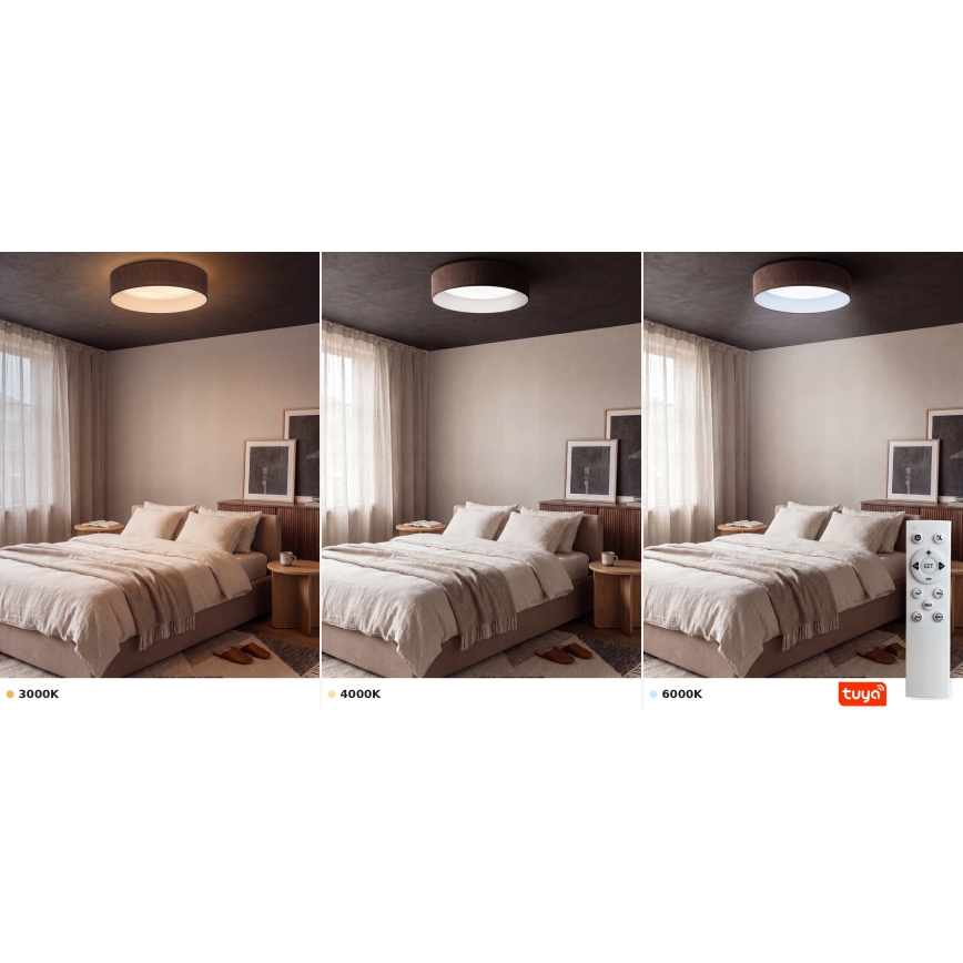 Brilagi - LED-dæmpbar loftlampe VELVET SMARTIX LED/24W/230V 3000-6000K Ø 45 cm brun Wi-Fi Tuya Beacon + fjernbetjening