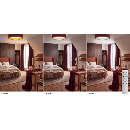 Brilagi - Dæmpbar LED-loftlampe VELVET SMART VARI LED/24W/230V 3000-6500K Ø 45 cm bordeaux/guld + fjernbetjening