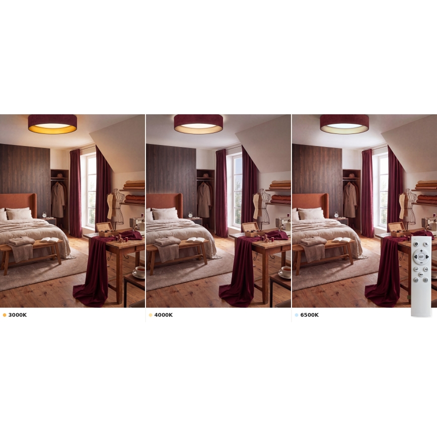 Brilagi - Dæmpbar LED-loftlampe VELVET SMART VARI LED/24W/230V 3000-6500K Ø 45 cm bordeaux/guld + fjernbetjening
