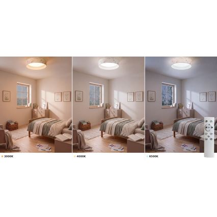 Brilagi - LED dæmpbar loftlampe VELVET SMART VARI LED/36W/230V 3000-6500K pr. 55 cm hvid/blomster + fjernbetjening