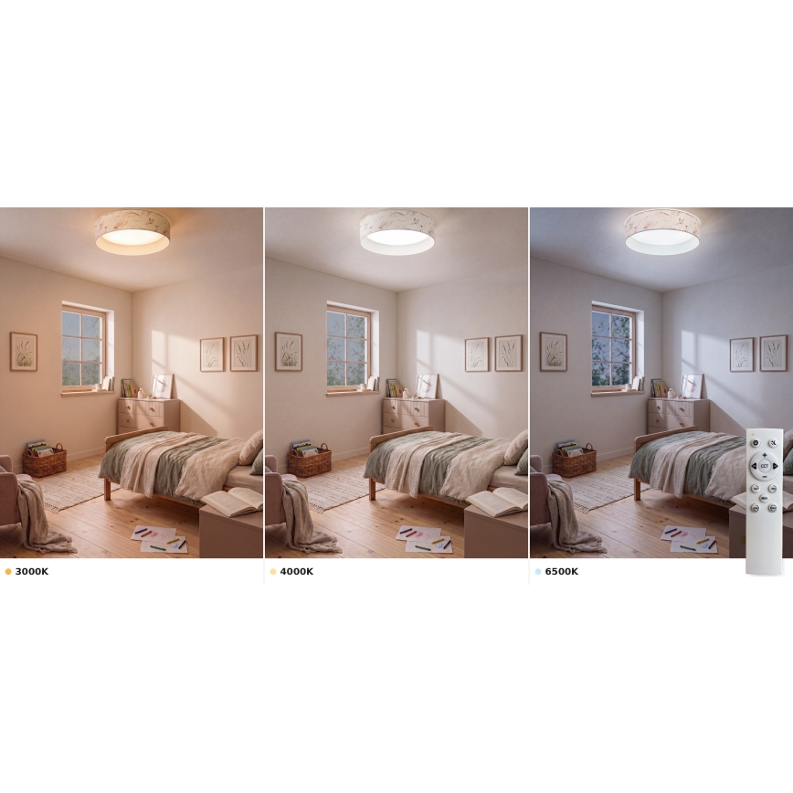 Brilagi - LED dæmpbar loftlampe VELVET SMART VARI LED/36W/230V 3000-6500K pr. 55 cm hvid/blomster + fjernbetjening