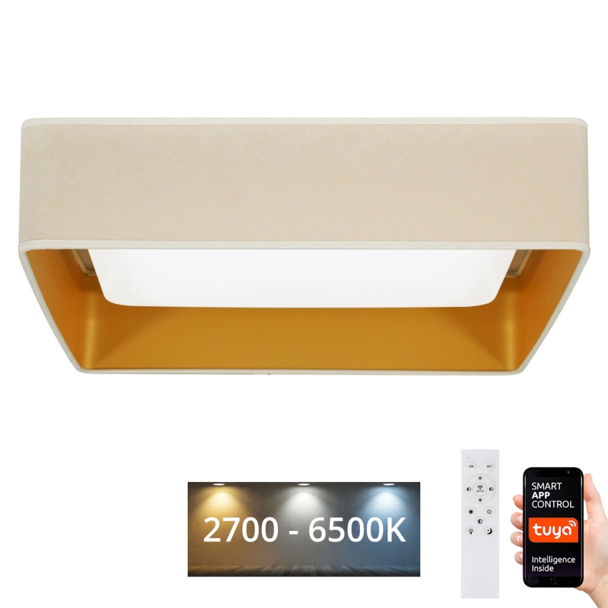 Brilagi - VELVET SQUARE SMART dæmpbar LED-loftlampe 36W/230V 60x60 cm 2700-6500K Wi-Fi Tuya + fjernbetjening cremefarvet