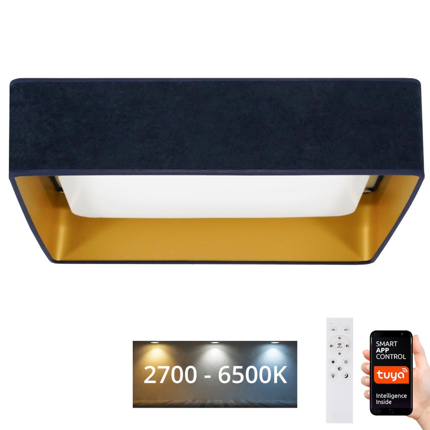Brilagi - LED dæmpbar loftlampe VELVET SQUARE SMART LED/36W/230V 60x60 cm 2700-6500K Wi-Fi Tuya + fjernbetjening mørkeblå
