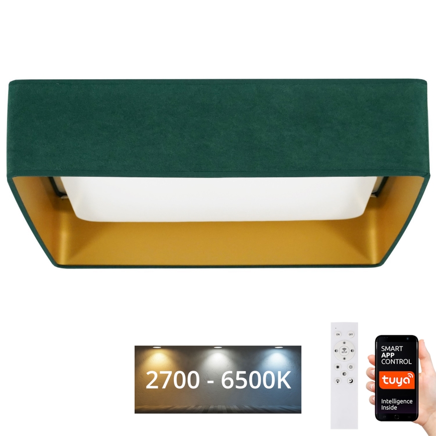 Brilagi - LED dæmpbar loftlampe VELVET SQUARE SMART LED/36W/230V 60x60 cm 2700-6500K Wi-Fi Tuya + fjernbetjening grøn