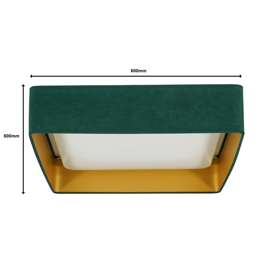 Brilagi - LED dæmpbar loftlampe VELVET SQUARE SMART LED/36W/230V 60x60 cm 2700-6500K Wi-Fi Tuya + fjernbetjening grøn