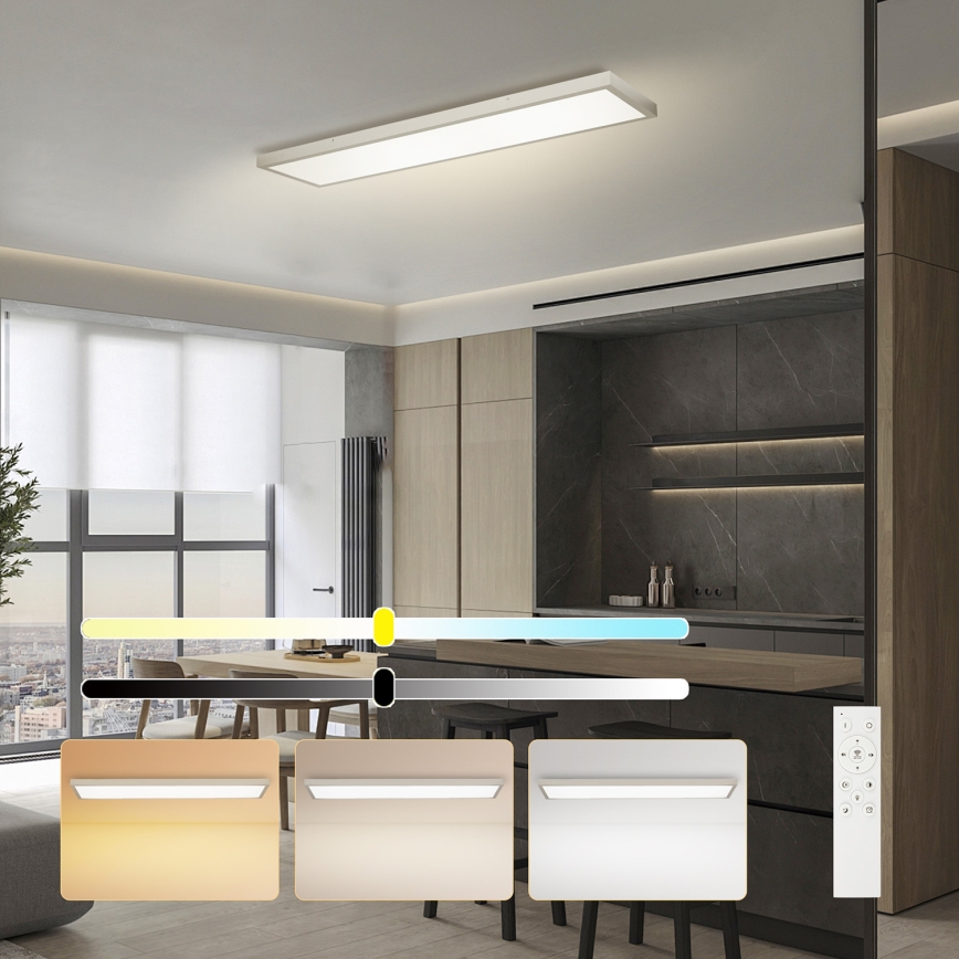 Brilagi - LED-dæmpbar loftlampe til badeværelse FRAME SMART LED/50W/230V 120x30 cm 3000-6000K IP44 sølv + fjernbetjening