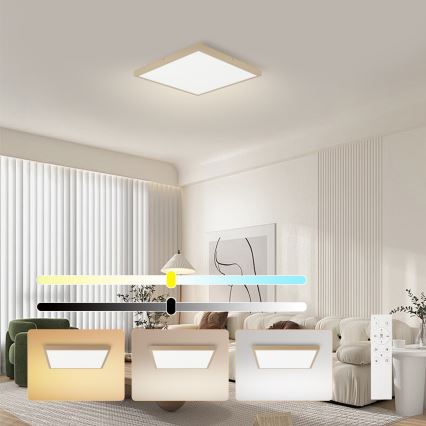 Brilagi - Dæmpbar LED badeværelsesloftlampe FRAME SMART LED/50W/230V 60x60 cm 3000-6000K IP44 beige + fjernbetjening