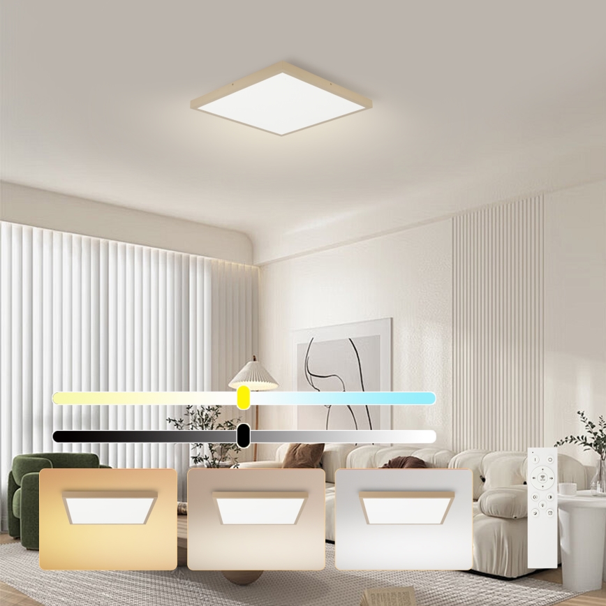 Brilagi - Dæmpbar LED badeværelsesloftlampe FRAME SMART LED/50W/230V 60x60 cm 3000-6000K IP44 beige + fjernbetjening