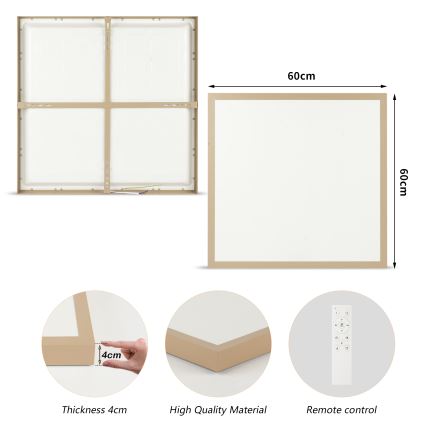 Brilagi - Dæmpbar LED badeværelsesloftlampe FRAME SMART LED/50W/230V 60x60 cm 3000-6000K IP44 beige + fjernbetjening