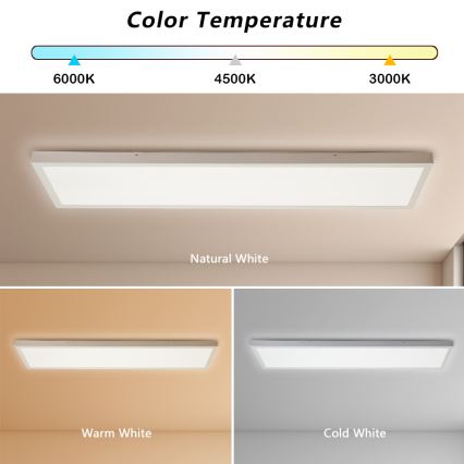 Brilagi - LED dæmpbar loftlampe til badeværelse FRAME SMART LED/50W/230V 30x120 cm 3000-6000K IP44 hvid + fjernbetjening