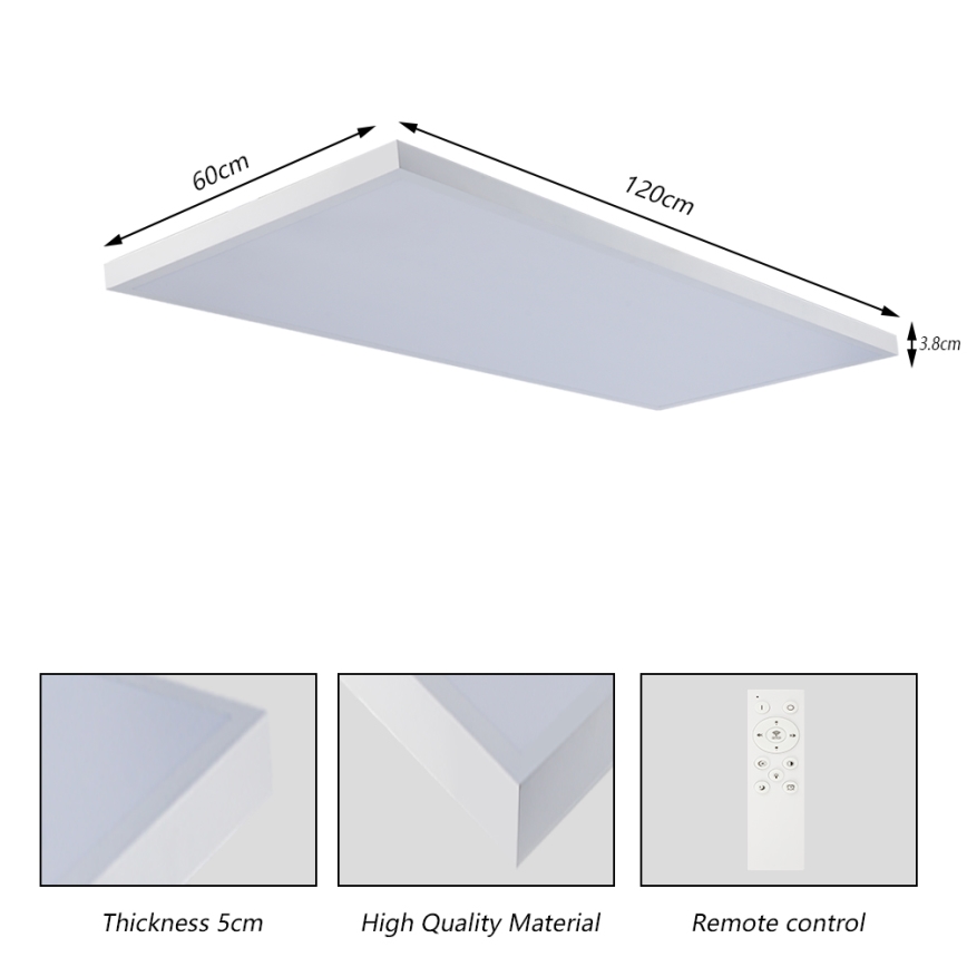 Brilagi - LED-dæmpbar loftlampe til badeværelse FRAME SMART LED/96W/230V 120x60 cm 3000-6000K IP44 hvid + fjernbetjening