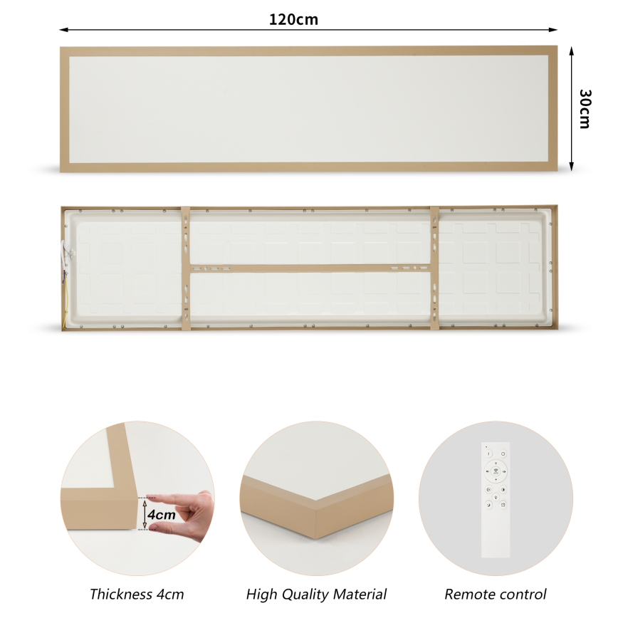Brilagi - Dæmpbar LED-badeværelsesloftlampe FRAME SMART LED/50W/230V 120x30 cm 3000-6000K IP44 beige + fjernbetjening