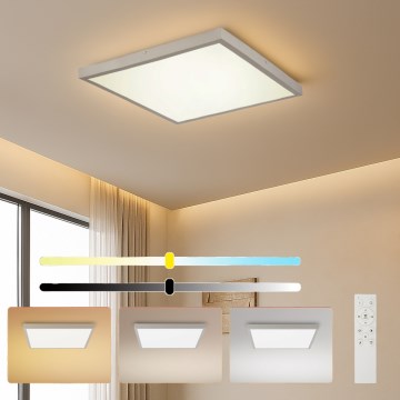 Brilagi - LED Dæmpbar badeværelsesloftlampe FRAME SMART LED/50W/230V 60x60 cm 3000-6000K IP44 sølv + fjernbetjening