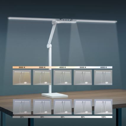 Brilagi - Dæmpbar berøringsbetjent LED-bordlampe VARIO LED/24W/230V 3000-6500K CRI 92 hvid