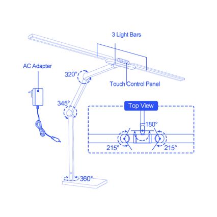 Brilagi - Dæmpbar berøringsbetjent LED-bordlampe VARIO LED/24W/230V 3000-6500K CRI 92 hvid