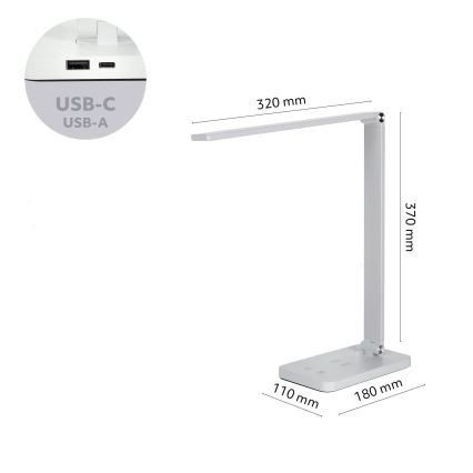 Brilagi - LED-dæmpbar berøringsfølsom bordlampe med trådløs QI-opladning MODO CHARGE LED/7W/5V 3000/4000/6000K hvid