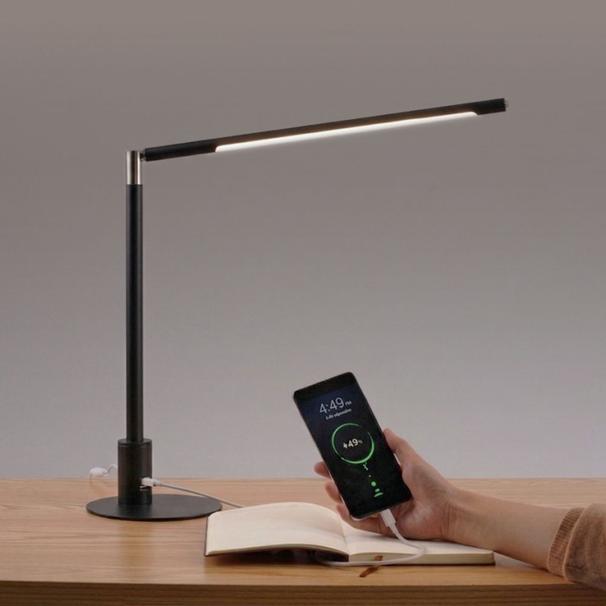 Brilagi - Dæmpbar LED-bordlampe med touch og USB-porte VARIO LED/7W/230V 3000-6500K CRI 96 sort