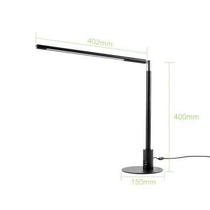 Brilagi - Dæmpbar LED-bordlampe med touch og USB-porte VARIO LED/7W/230V 3000-6500K CRI 96 sort