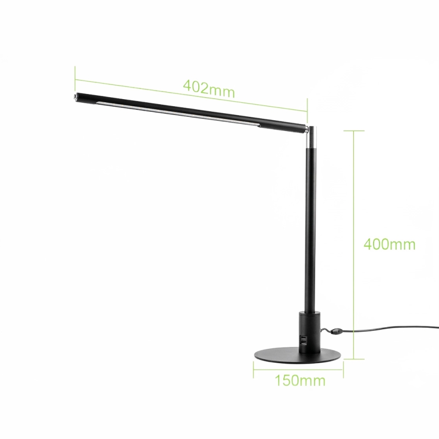 Brilagi - Dæmpbar LED-bordlampe med touch og USB-porte VARIO LED/7W/230V 3000-6500K CRI 96 sort
