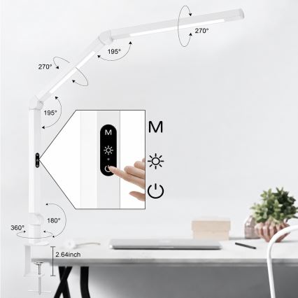 Brilagi - LED-dæmpbar berøringsbetjent fleksibel bordlampe VARIO LED/12W/230V 3000/4000/5000/6500K CRI 92 hvid