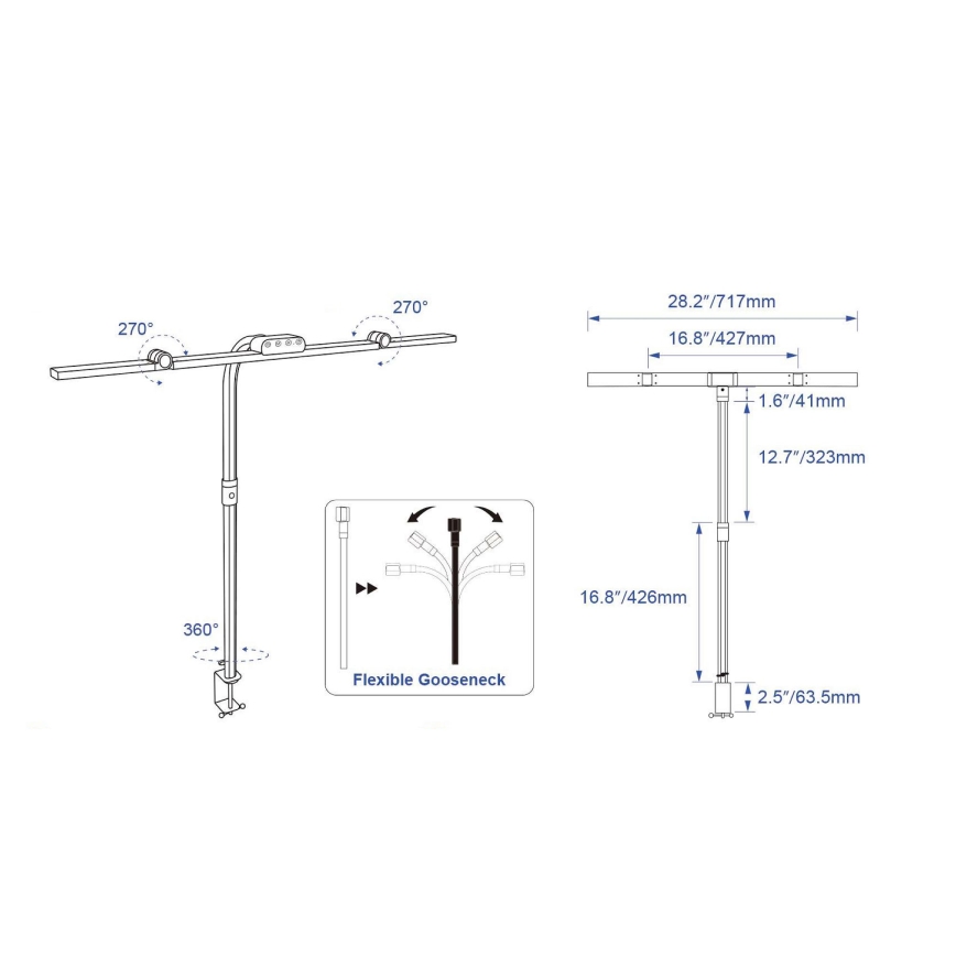 BRILAGI - Dæmpbar berøringsbetjent skrivebordslampe med klemme VARIO LED/24W/230V 3000-6500K CRI 92 sort