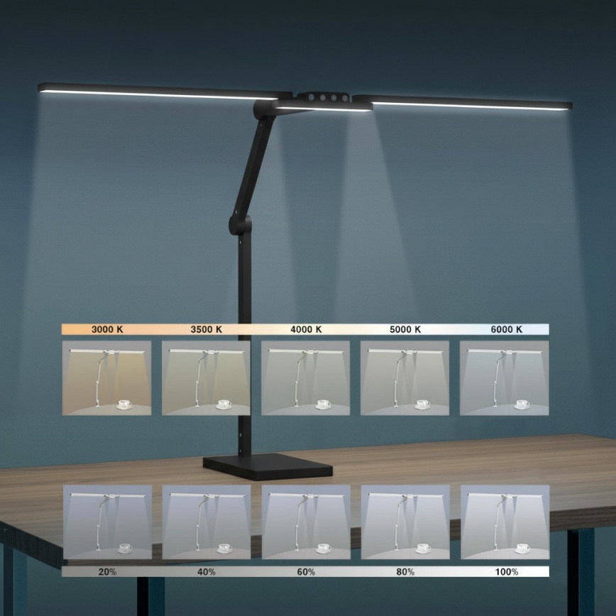 Brilagi - LED Dæmpbar berøringsbetjent bordlampe VARIO LED/24W/230V 3000-6500K CRI 92 sort