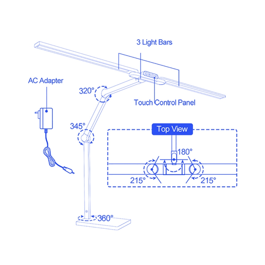 Brilagi - LED Dæmpbar berøringsbetjent bordlampe VARIO LED/24W/230V 3000-6500K CRI 92 sort
